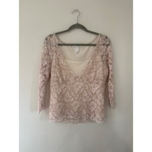 Papillon Blanc Cream Lace Ivory XL Y2K Long sleeve layered babydoll Top